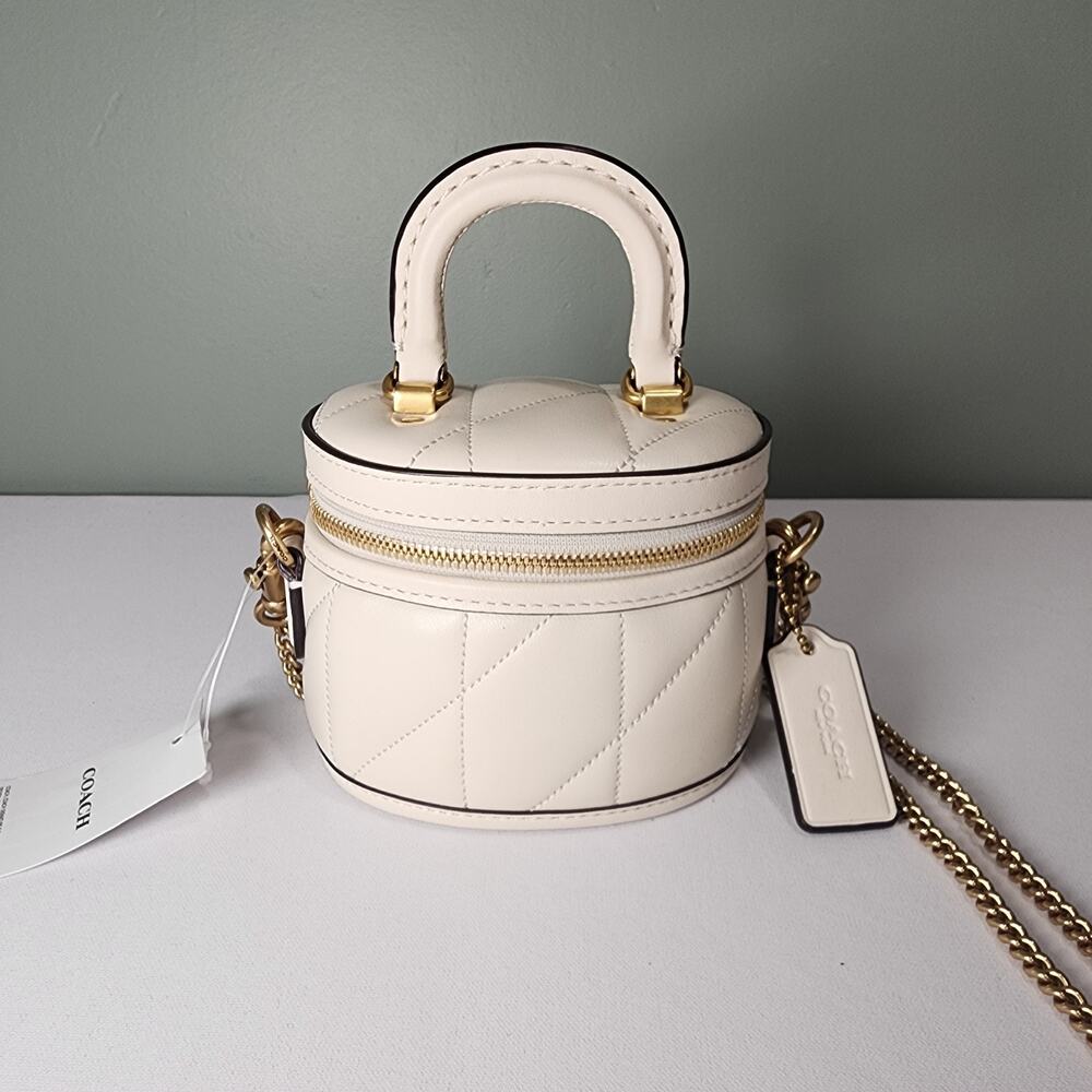 NWT COACH CU144 Trail Crossbody Bag 12 in Chalk Nappa leather Pillow Quilting